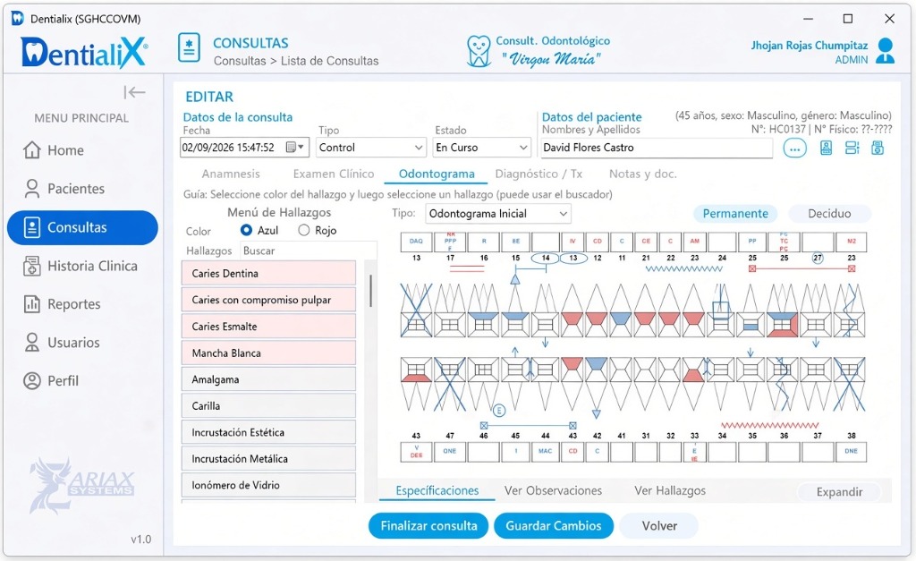 Módulo de Odontograma en Consulta Odontológica - Dentialix Desktop para Windows